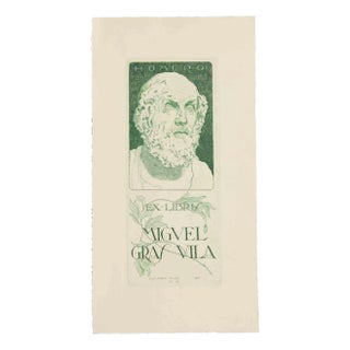 Luis Garcia Falgàs, Ex Libris Miguel Gras Vila, Early 20th Century For Sale