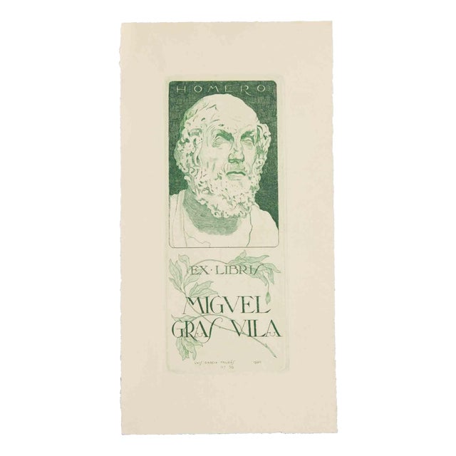 Luis Garcia Falgàs, Ex Libris Miguel Gras Vila, Early 20th Century For Sale