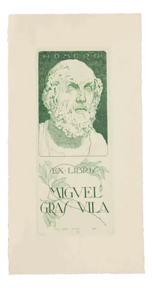 Luis Garcia Falgàs, Ex Libris Miguel Gras Vila, Early 20th Century