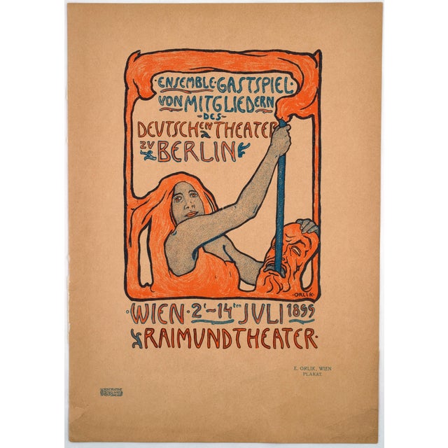 Emil Orlik, Performance by Members of the Deutsches Theater Zu Berlin, 1899, Lithograph For Sale - Image 3 of 4