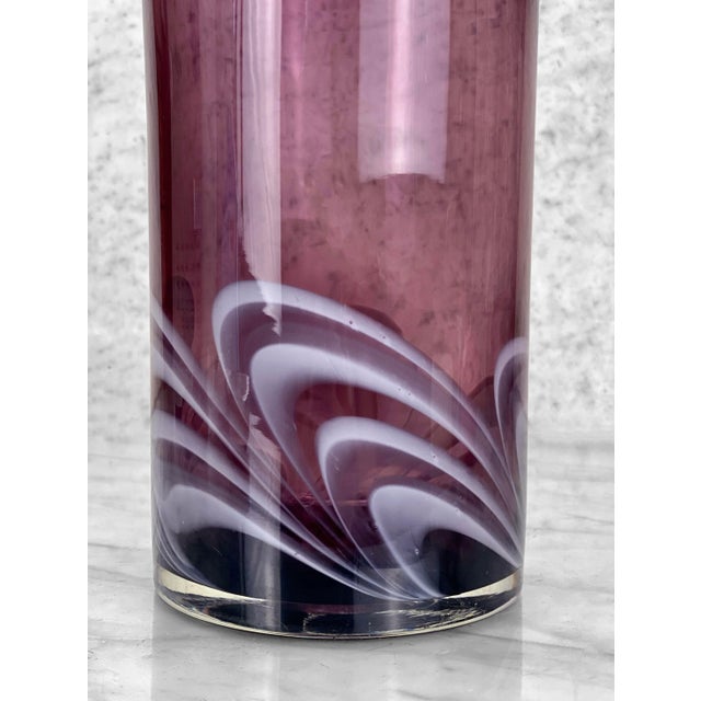 Mid-Century Tubular Amethyst Blown Art Glass Cylinder Vase For Sale - Image 4 of 6