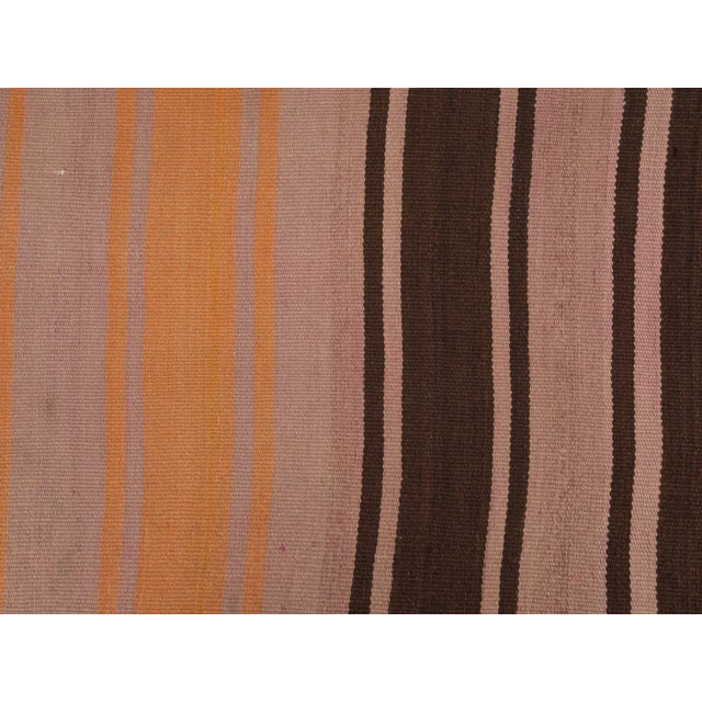 Textile 1970s Vintage Handmade Wool Cotton Brown Runner Rug For Sale - Image 7 of 11