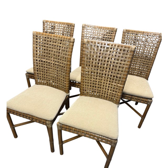 American Ste/6 McGuire High Back Leather Dining Chairs For Sale - Image 3 of 12