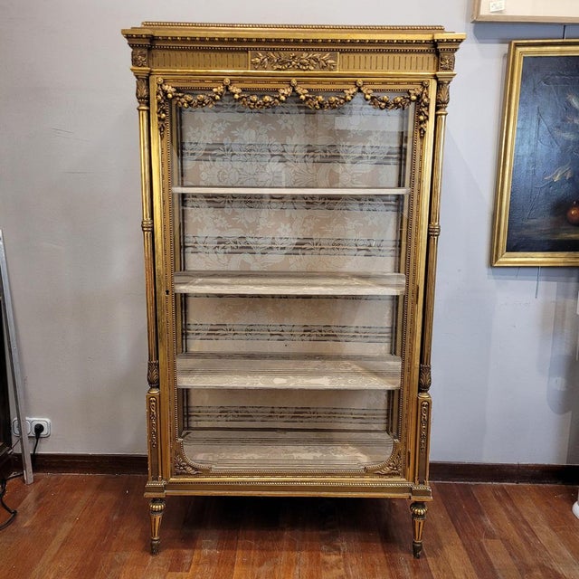 Napoleon III Display Case in Carved and Gilded Wood, France, 1900s For Sale - Image 5 of 18
