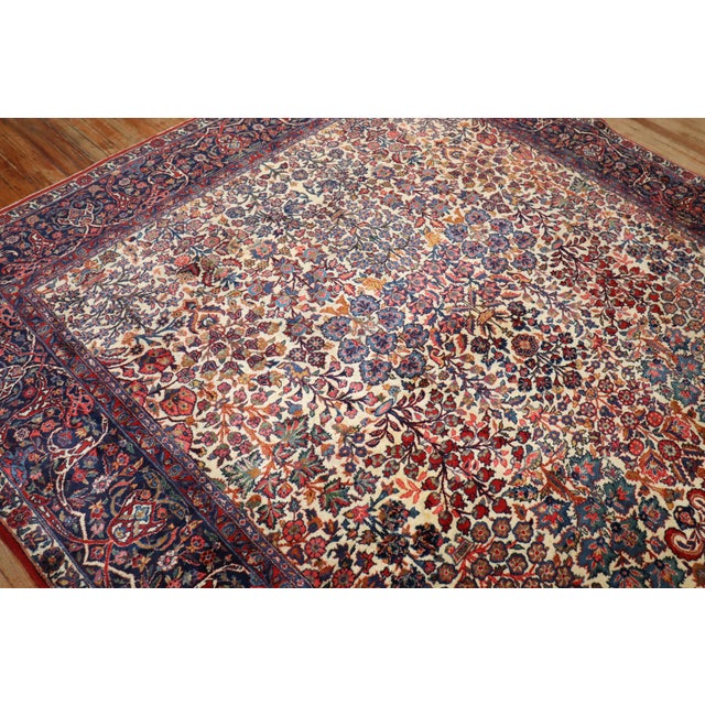 Antique Ivory Floral Kashan Rug, 8'8'' X 11'2'' For Sale In New York - Image 6 of 9