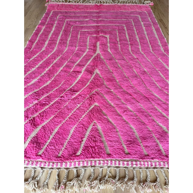Vintage Moroccan Rug by Berber Tribes of Morocco, pink wool and cream color For Sale - Image 13 of 18