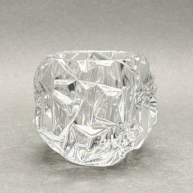 • Tiffany & Co. Rock Cut votive candle holder with etched signature. • Made in Germany, discontinued late 20th-century...