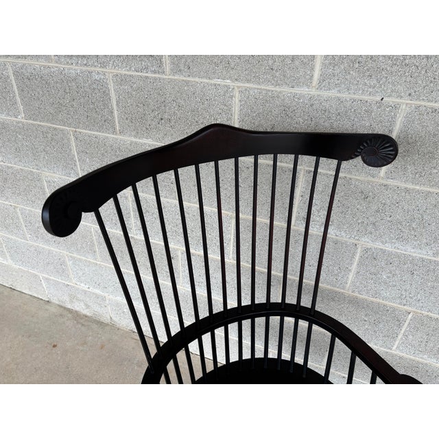 Vintage Philadelphia Style Auburn Crackle Finish Comb Back Arm Chair For Sale - Image 4 of 11