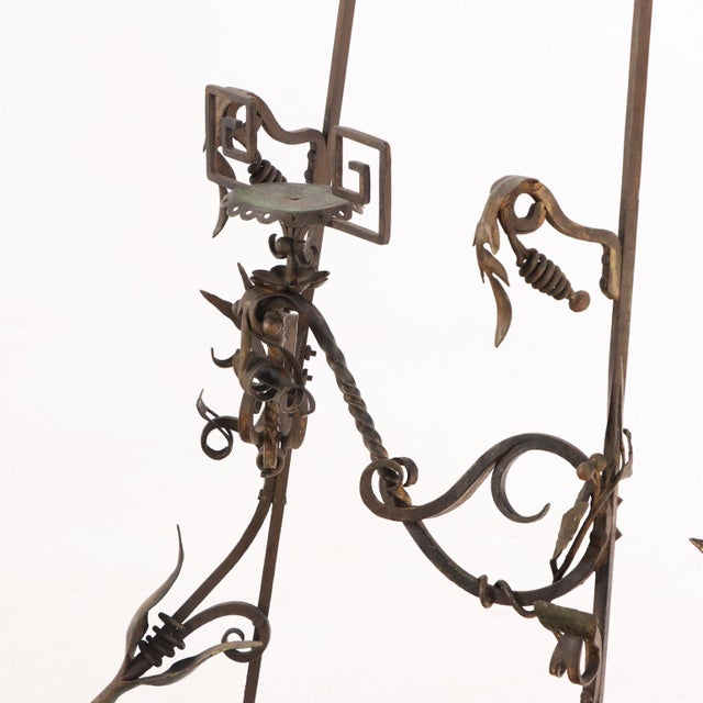 Early 20th Century Rare French Art Nouveau Wrought-Iron Adjustable Easel, C 1900 For Sale - Image 5 of 6