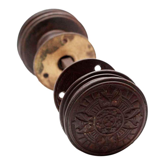 Antique Bronze Corbin Gothic Knob Set For Sale