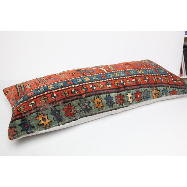 Antique Made in Caucasian Kazak Rug Sofa Pillow Cover -19'' X 39'' For Sale - Image 10 of 13