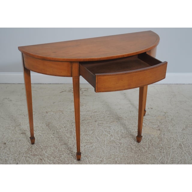 English 1960s English Satinwood Adams Style 1 Drawer Console Table For Sale - Image 3 of 16