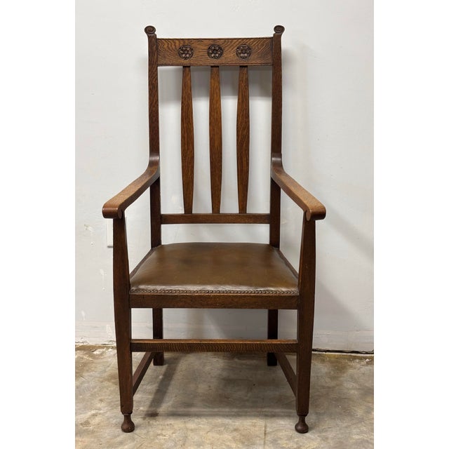 Antique English Arts and Crafts Carver Arm Chair For Sale In Naples, FL - Image 6 of 7