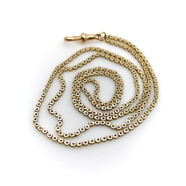 Victorian Mid 19th Century 10k Gold Early Victorian Star Link Chain With Dog Clip For Sale - Image 3 of 9