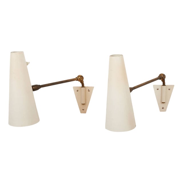 Wall Lamps in White Lacquered Metal, Set of 2 For Sale