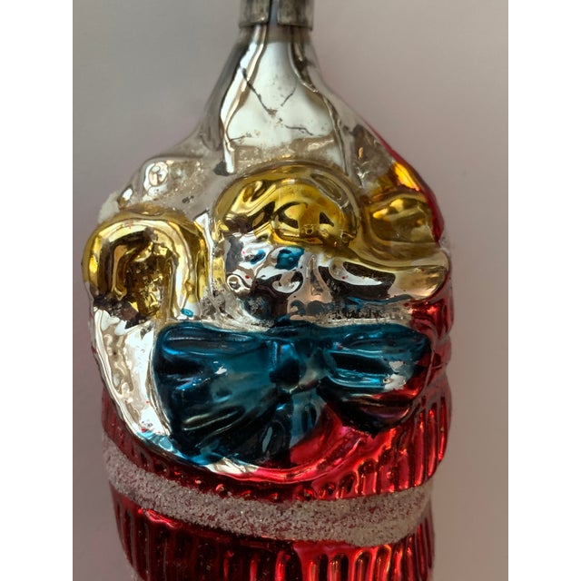 1960s Vintage German Christmas Glass Stocking Christmas Ornament For Sale - Image 4 of 5