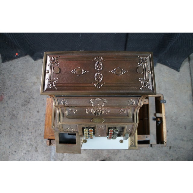 National Cash Register Co. Antique 1919 Model 1059-G Brass NCR National Cash Register 23" For Sale - Image 4 of 13