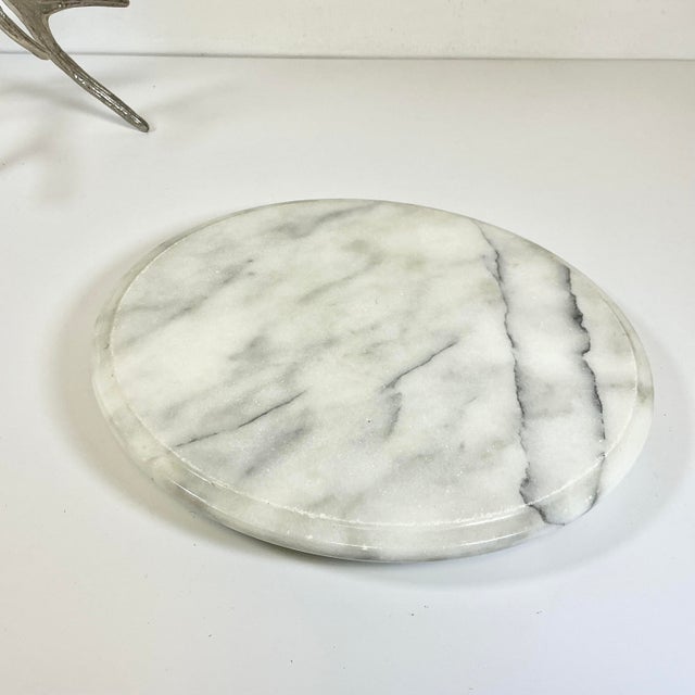 Vintage Hollywood Regency Silver Plated Antlers and Marble Buffet Tiered Serving Platters.. For Sale - Image 13 of 15