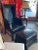 Patent Leather English Wingback Chair and Ottoman For Sale - Image 10 of 12