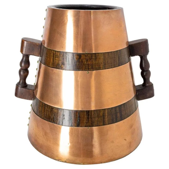 Copper Spanish Copper and Oak Herrade Basque Water Holder, 1960s For Sale - Image 8 of 8