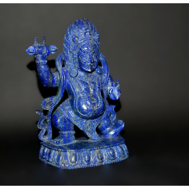 Late 20th Century Natural Lapis Indian God Vajrapani Protector For Sale - Image 5 of 17