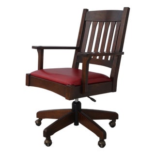 Stickley Mission Oak Leather Office Chair For Sale