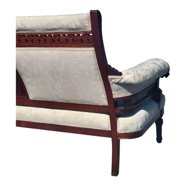 Solid 19th Century American Eastlake Loveseat Made of Walnut Wood, Refurbished. For Sale - Image 18 of 18