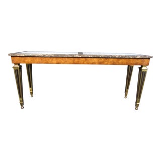 Mid-Century Mastercraft Console Table in Marble and Burl For Sale
