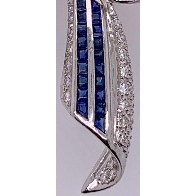 18 Karat White Gold Sapphire and Diamond Bow Pin 1.10 TDW For Sale In New York - Image 6 of 12