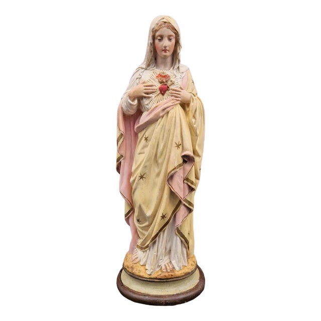 Polychrome Saint Mary Figure, 1880 For Sale