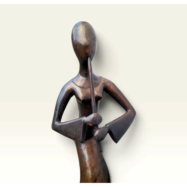 Modern Large Late 20th Century French Bronze Female Flute Player Sculpture For Sale - Image 3 of 18