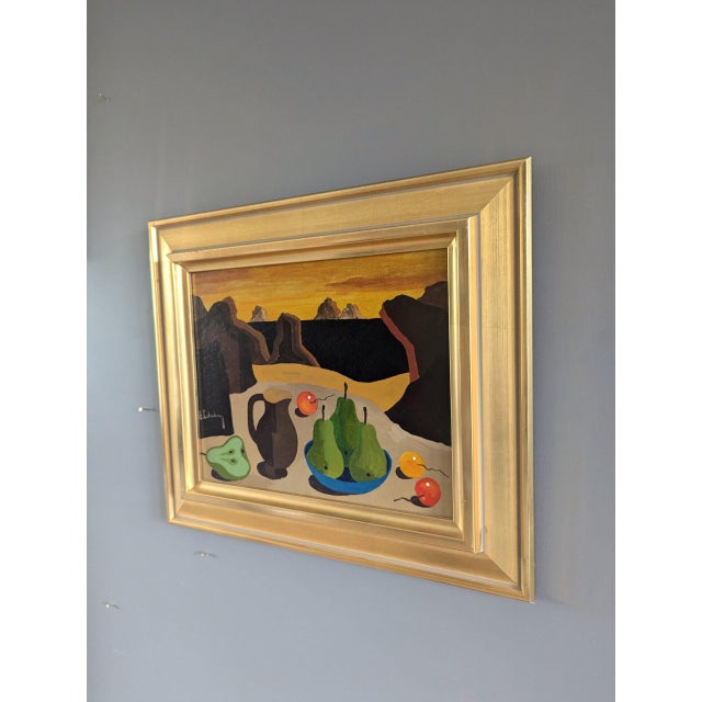 Vintage 'Surrealist Still Life' Original Still Life Landscape Tempera Painting by Swedish Artist Eric Cederberg (1897-1984), Framed For Sale - Image 6 of 12