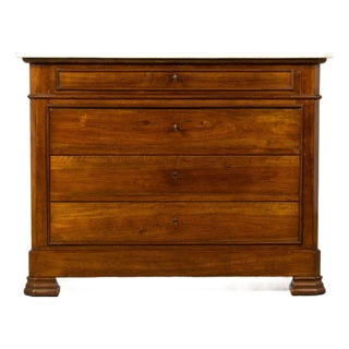 Mid-19th Century French Louis Philippe Walnut Marble Top Commode For Sale