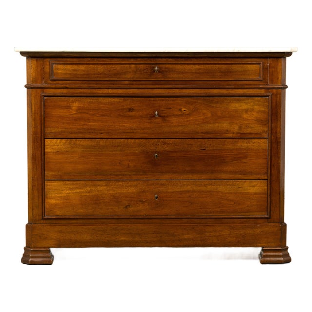 Mid-19th Century French Louis Philippe Walnut Marble Top Commode For Sale