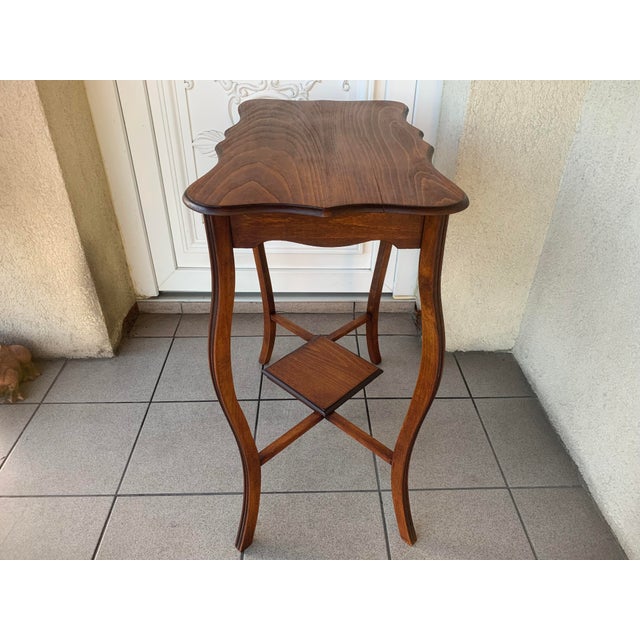 Wood Art Nouveau Style Side Table with Shelf in Ash Wood, 1940s For Sale - Image 7 of 18