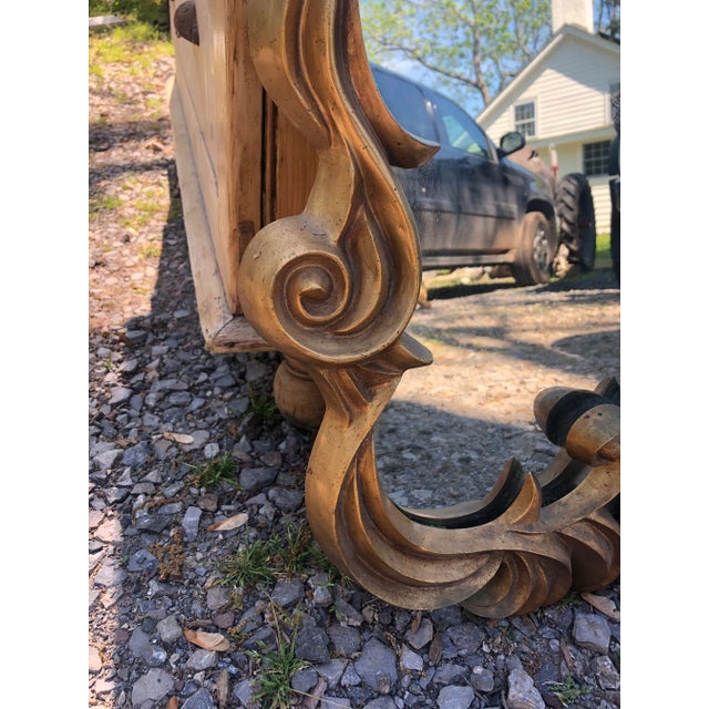 1950s Fleur DI Lis Inspired Small Gold Mirror For Sale - Image 5 of 9