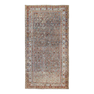 Antique Persian Malayer Rug With All-Over Design in Gray, Blue, Red & Ivory 6'11 X 13'4