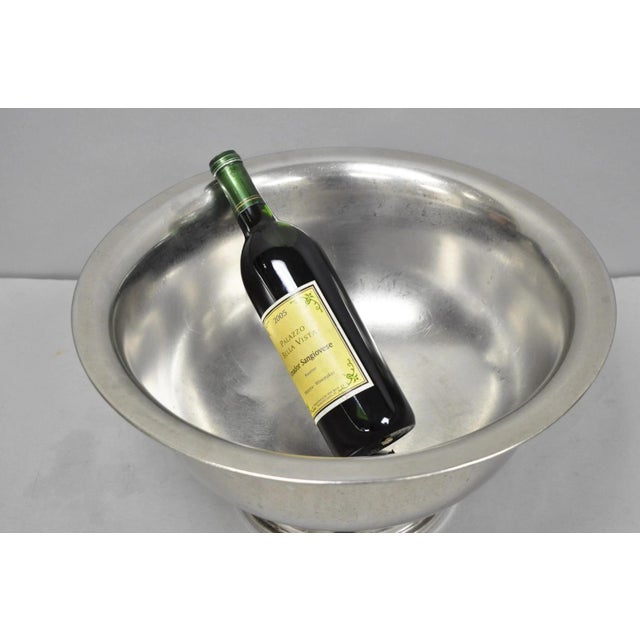 Vintage Modern Stainless Steel Metal Punchbowl Champagne Wine Chiller Ice Bucket For Sale - Image 14 of 14