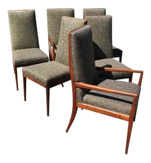 1950s Mid-Century Modern Walnut High Back Dining Chairs - Set of 6
