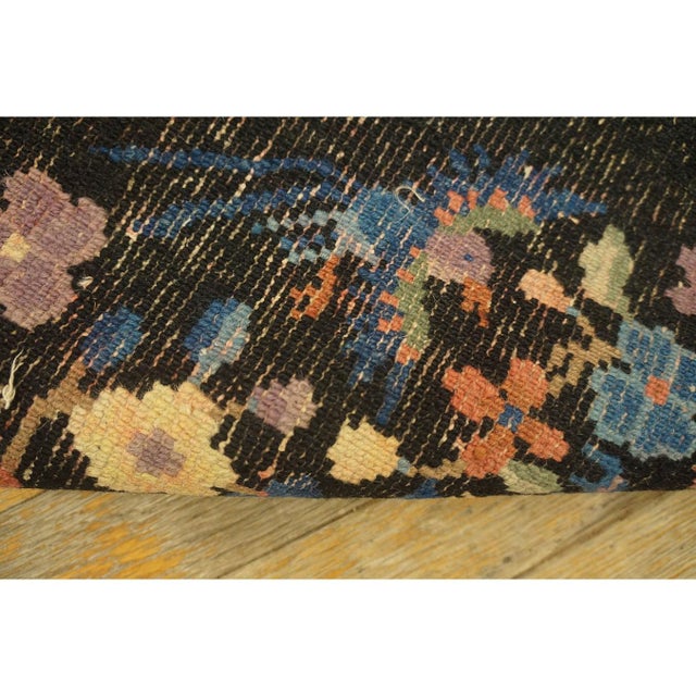 Textile 1920s Black Medallion Floral Antique Oval Chinese Art Deco Carpet 4'1" X 6'10" For Sale - Image 7 of 9