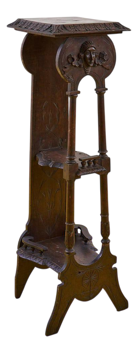 Vintage Carved Wooden Plant Stand