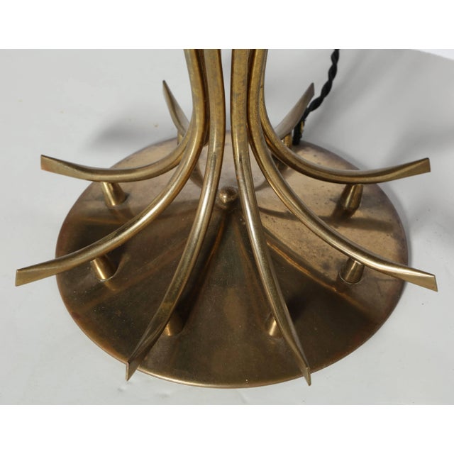 1950s Tall Jean Royère "Millepatte" Style Brass Table Lamp For Sale - Image 9 of 11