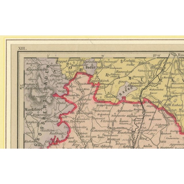Administrative Map of the Kingdom of Württemberg, Oberamt Tettnang, circa 1885 This detailed antique map titled "Handkarte...