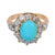 Victorian 19th Century Victorian Turquoise Rose Cut Diamond 14k Rose Gold Cluster Ring, Size 8.5 For Sale - Image 3 of 7