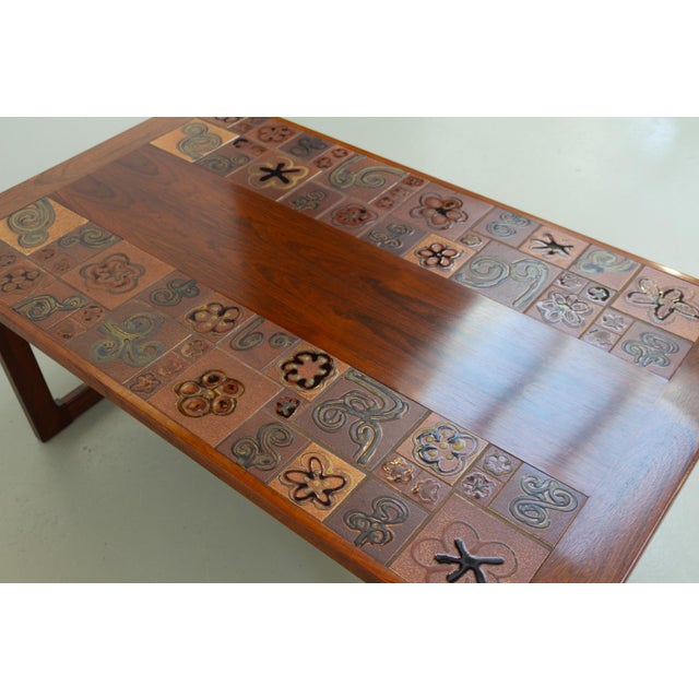 Danish Rosewood Coffee Table with Ceramic Tiles by Tue Poulsen, 1970s For Sale - Image 12 of 18