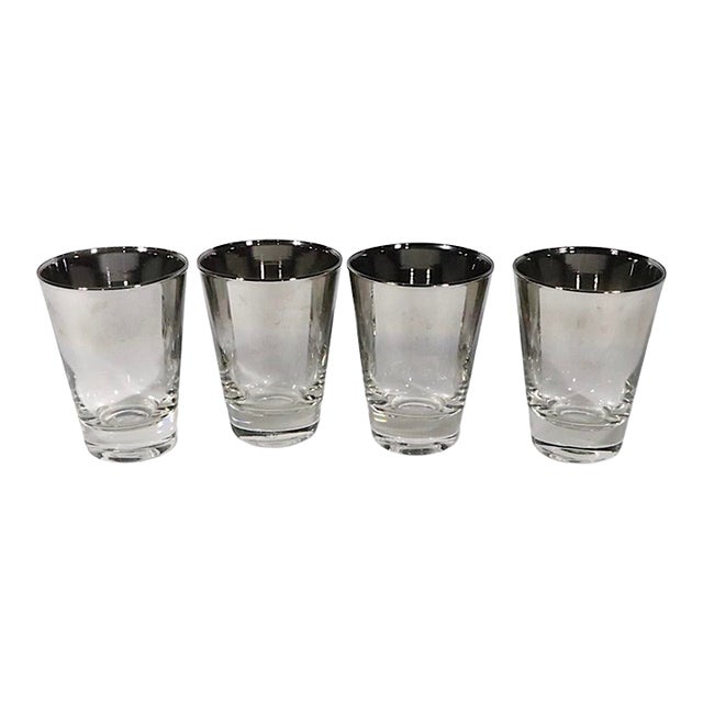Mid 20th Century Set of Four Hollywood Regency Silver Fade Drinking Glasses For Sale