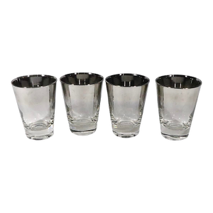 Mid 20th Century Set of Four Hollywood Regency Silver Fade Drinking Glasses