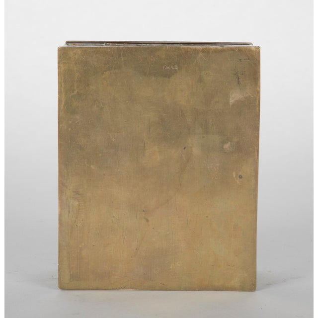 Metal Chinese Etched Brass Box with Carved Jade Inset Top, Circa 1900 For Sale - Image 7 of 8