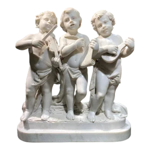 Putti Musicians Marble Sculpture