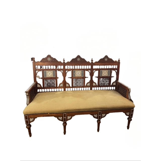 Antique Circa 1900 Syrian Inlaid Arabesque Sofa and Chair Set For Sale - Image 16 of 16